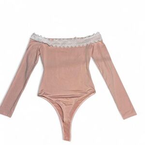 Primark Pink Off-Shoulder Lace Bodysuit
